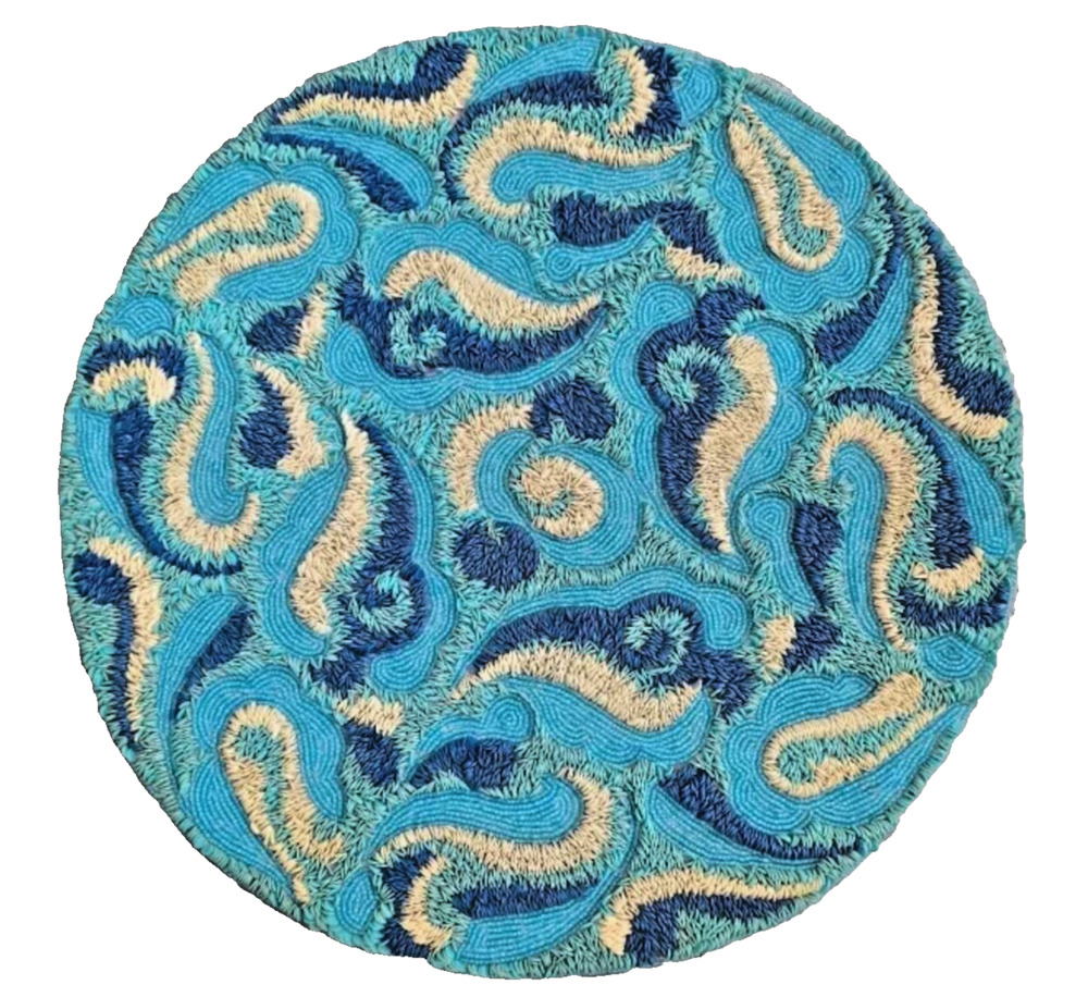 KIM SEYBERT BLUE GLASS BEADED PLACEMAT 15" ROUND HANDMADE INDIA NEW $175